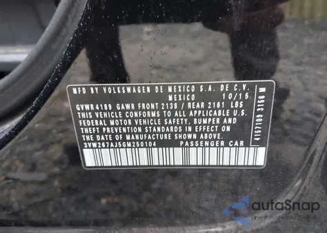 2016 Volkswagen Jetta 1.4T S from USA, damaged, VIN 3VW267AJ5GM250104